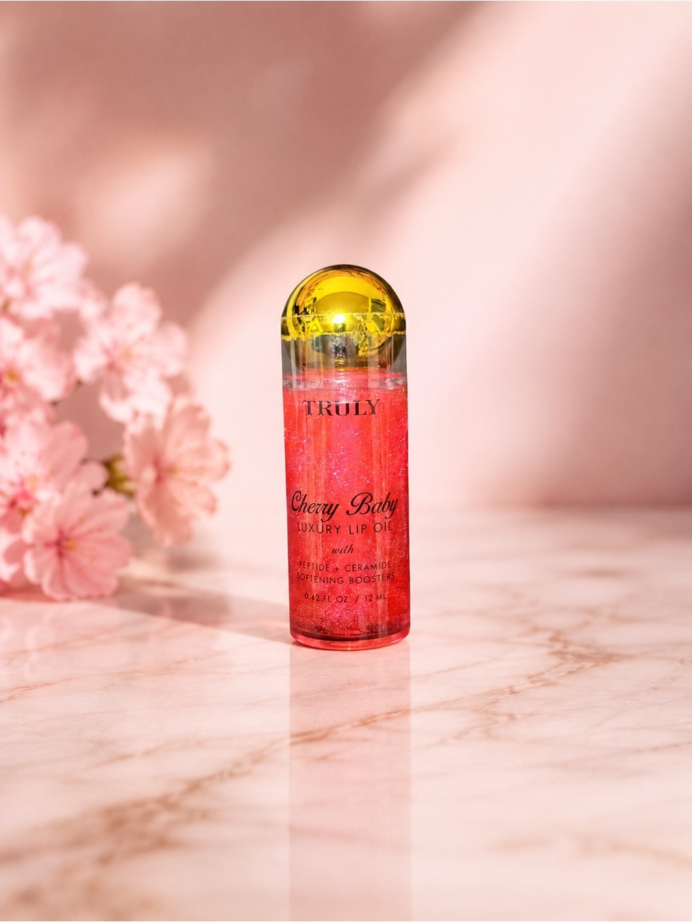 TRULY Cherry Baby Luxury Lip Oil – Peptide + Ceramide Softening Boosters